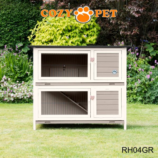 Rabbit Hutch 4ft by Cozy Pet with Cover - Grey - RH04GR + RH04C