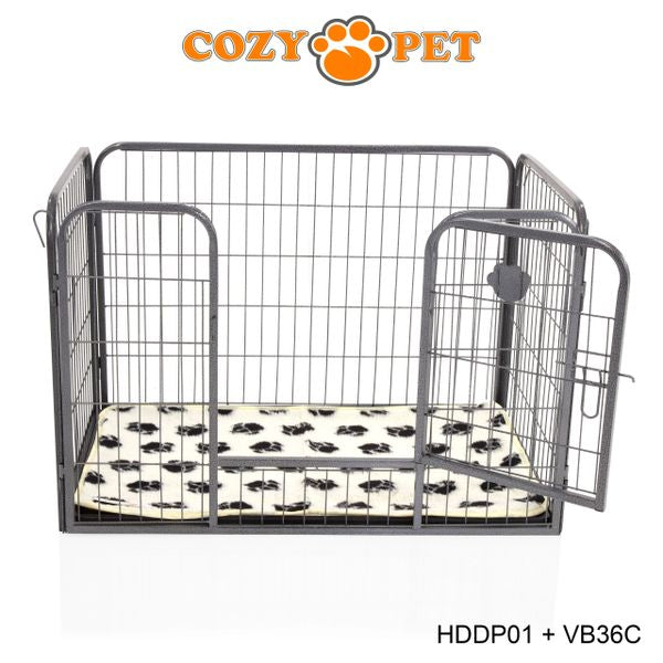 Heavy Duty Playpen with ABS Tray and Vet Bed 61cm Tall by Cozy Pet Model HDDP01 + VB36C