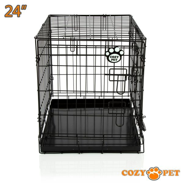 24" Cozy Pet Dog Cage in Black with Metal Tray - DC24B - Customer Return 30% Discount.