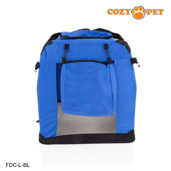 Fabric Dog Crate 82cm Blue by Cozy Pet Puppy Carrier Cat Travel Cage Rabbit Model: FDC-L-BL - RET - Customer Return 30% Discount.