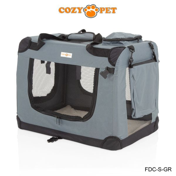 Fabric Dog Crate 60cm Grey by Cozy Pet Puppy Carrier Cat Travel Cage Rabbit Model: FDC-S-GR - RET - Customer Return 30% Discount.