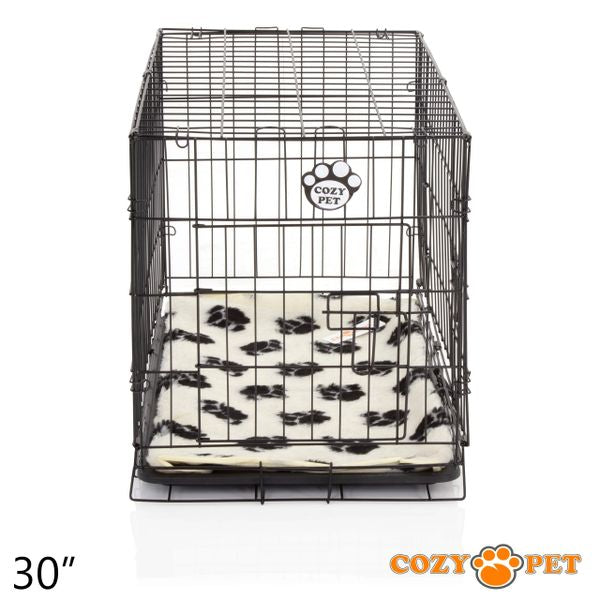 30" Cozy Pet Dog Cage in Black with ABS Tray and Tailored Vet Bed - DCP30B + VB30C