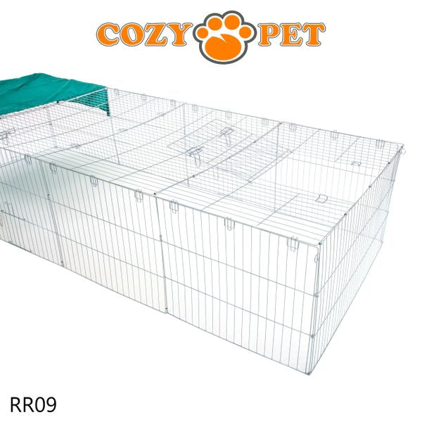 Rabbit Run 2.85m Long with Roof and Sunshade Galvanised Rectangular by Cozy Pet Model RR09