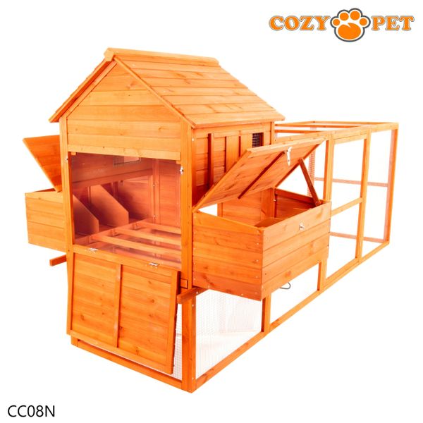 Chicken Coop with Run by Cozy Pet in Natural Wood Rabbit Hutch Model CC08N - Big Discount - B Grade Product