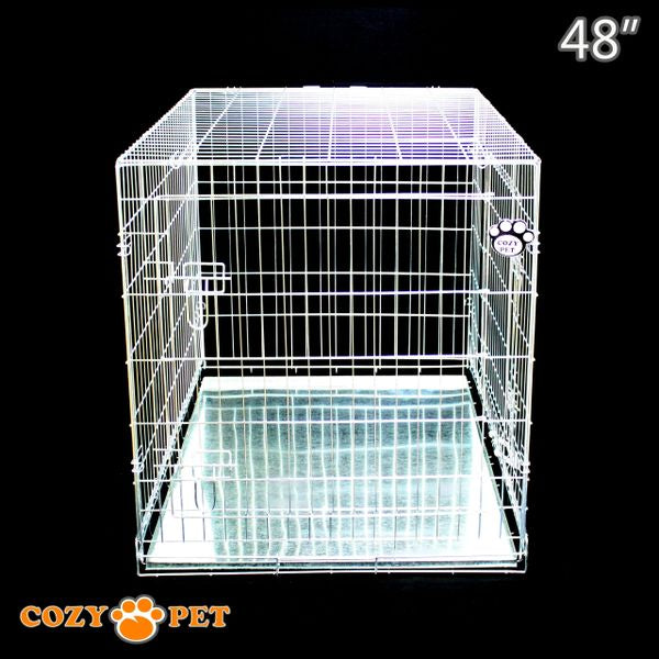 48" Cozy Pet Dog Cage in Silver (Zinc Coated) with Metal Tray - DC48S