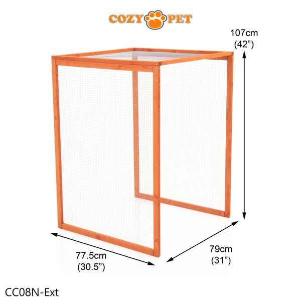 Chicken Coop with Extended Run by Cozy Pet in Natural Wood with Extended Run Rabbit Hutch Model CC08N + CC08N-Ext - Big Discount - B Grade Product