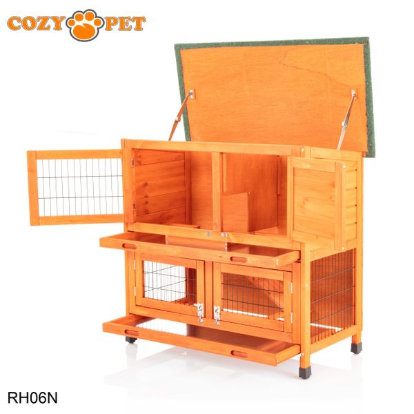 Rabbit Hutch 3ft with Cover by Cozy Pet - Natural - RH06N + RH06C