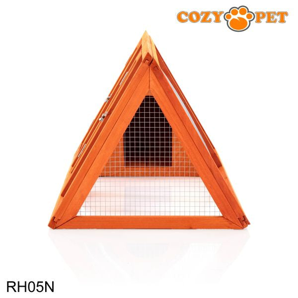 Rabbit Hutch with Run by Cozy Pet Triangular, Tortoise Run, Guinea Pig Hutch - Natural - RH05N