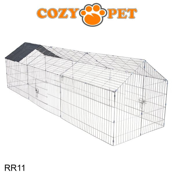 Rabbit Run with Pitched Roof and Sunshade Rectangular 2.7m Long by Cozy Pet Model RR11