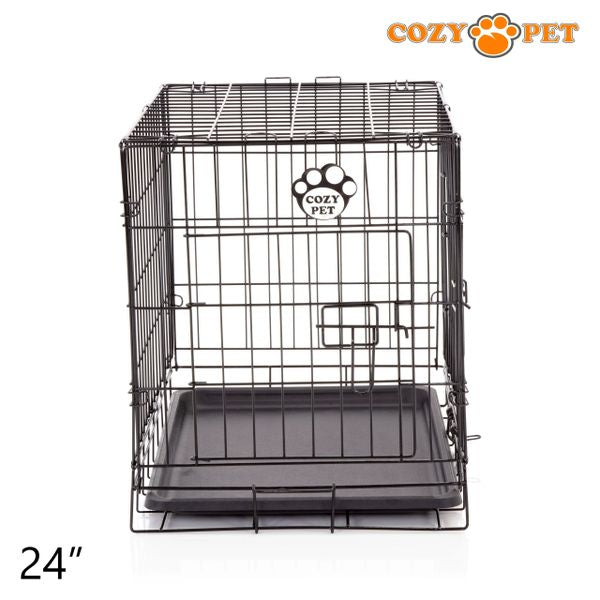 24" Cozy Pet Dog Cage in Black with ABS Tray - DCP24B - Customer Return 35% Discount