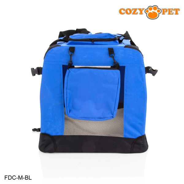 Fabric Dog Crate 70cm Blue by Cozy Pet Puppy Carrier Cat Travel Cage Rabbit Model: FDC-M-BL - RET - Customer Return 30% Discount.