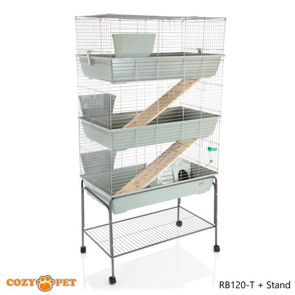 Rabbit Guinea Pig Indoor Cage 3-Tier with Stand by Cozy Pet 120cm for Rat, Chinchilla, Small Animals Hutch Model: RB120-T + RB120-ST