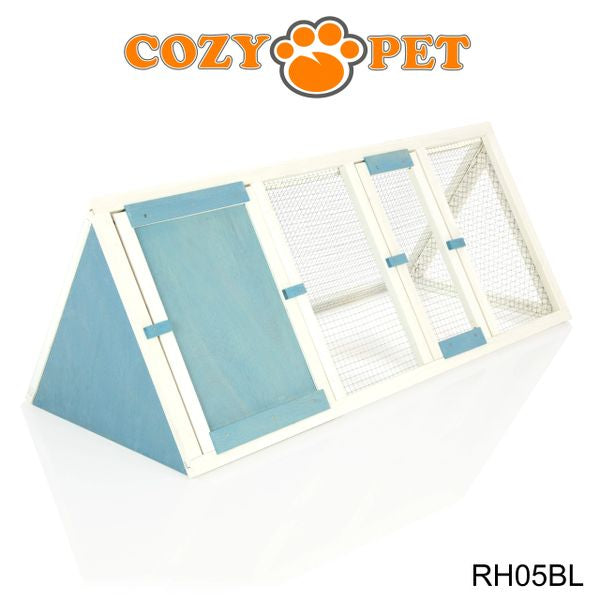 Rabbit Hutch with Run by Cozy Pet Triangular, Tortoise Run, Guinea Pig Hutch - Blue - RH05BL