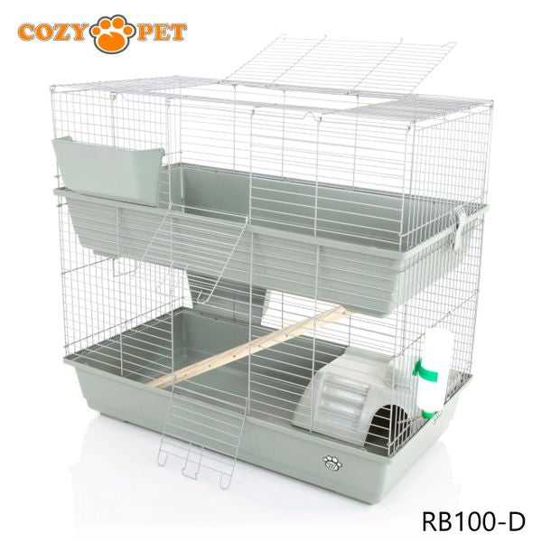 Rabbit Guinea Pig Indoor Cage 2-Tier by Cozy Pet 100cm for Rat, Chinchilla, Small Animals Hutch Model: RB100-D