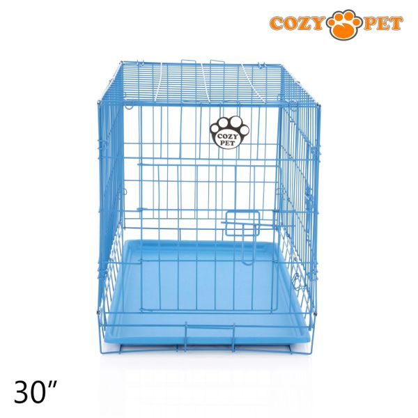 30" Cozy Pet Dog Cage in Blue with ABS Tray - DCP30BL