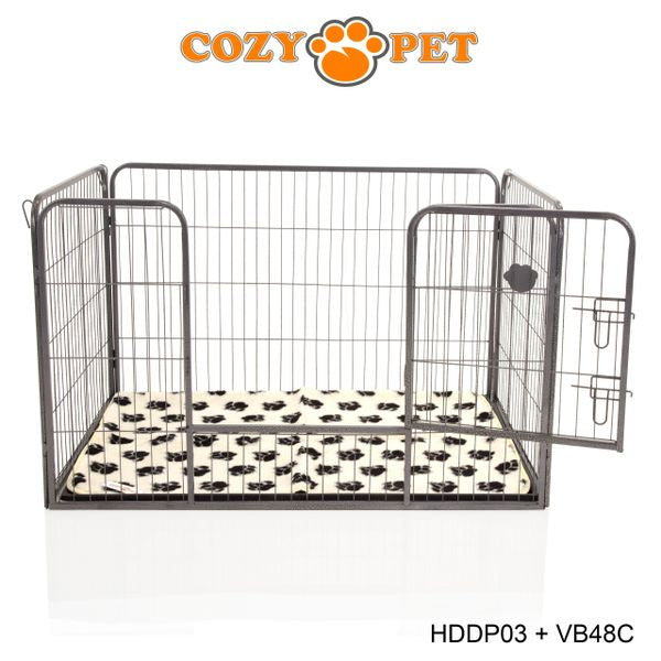 Heavy Duty Playpen with ABS Tray and Vet Bed 75.5cm Tall by Cozy Pet Model HDDP03 + VB48C