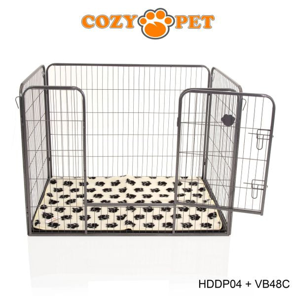 Heavy Duty Playpen with ABS Tray and Vet Bed by Cozy Pet Model HDDP04 + VB48C