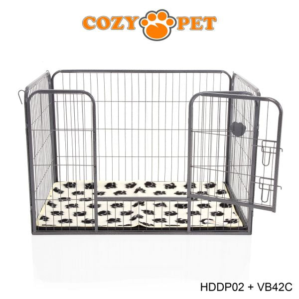 Heavy Duty Playpen with ABS Tray and Vet Bed 70cm Tall by Cozy Pet Model HDDP02 + VB42C