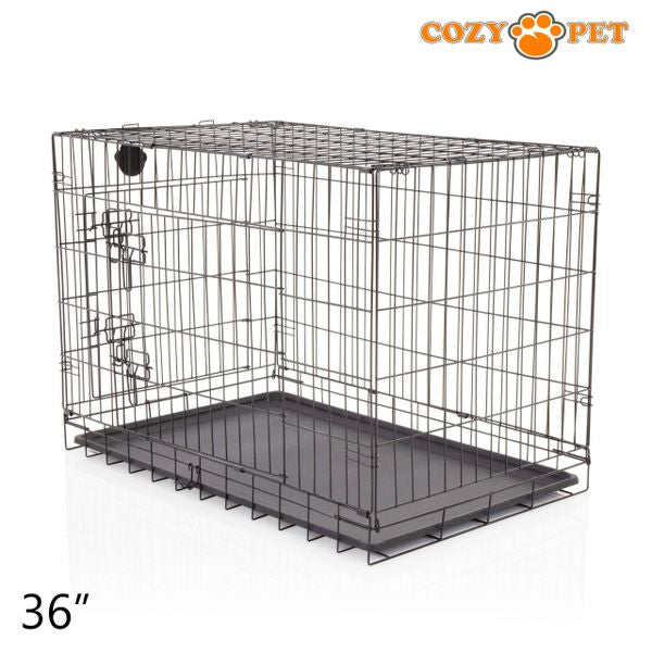 36" Cozy Pet Dog Cage in Black with ABS Tray - DCP36B