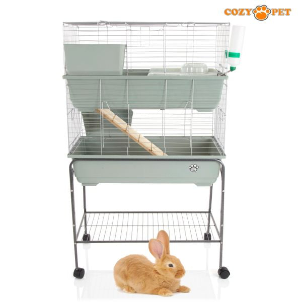 Rabbit Guinea Pig Indoor Cage 2-Tier with Stand by Cozy Pet 80cm for Rat, Chinchilla, Small Animals Hutch Model: RB80-D + RB80-ST