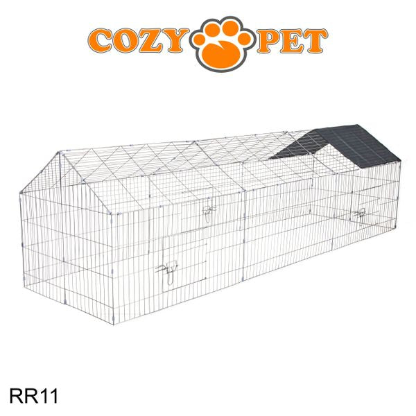 Rabbit Run with Pitched Roof and Sunshade Rectangular 2.7m Long by Cozy Pet Model RR11