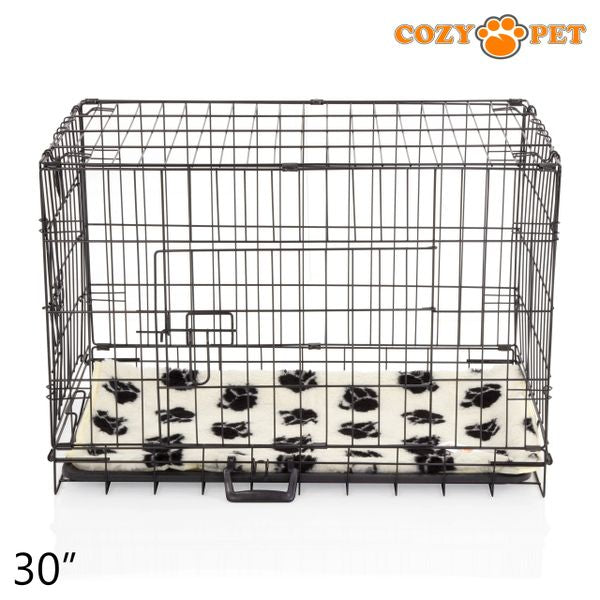 30" Cozy Pet Dog Cage in Black with ABS Tray and Tailored Vet Bed - DCP30B + VB30C