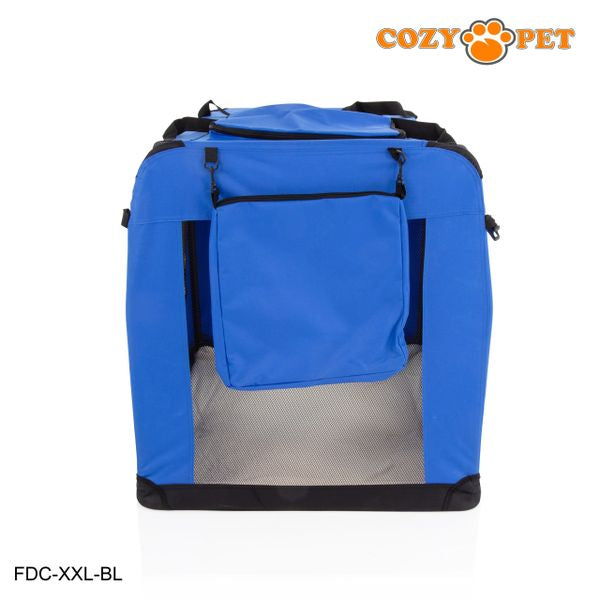 Fabric Dog Crate 101cm Blue by Cozy Pet Puppy Carrier Cat Travel Cage Rabbit Model: FDC-XXL-BL