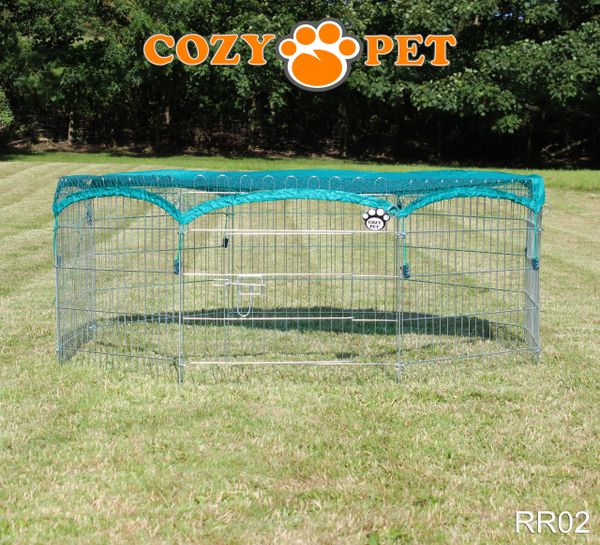 Rabbit Run 8 Panel Galvanised Playpen with Sunshade by Cozy Pet Model RR02