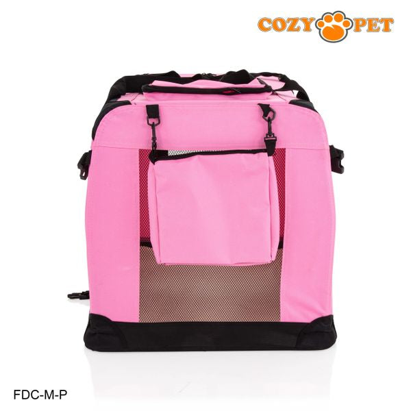 Fabric Dog Crate 70cm Pink by Cozy Pet Puppy Carrier Cat Travel Cage Rabbit Model: FDC-M-P