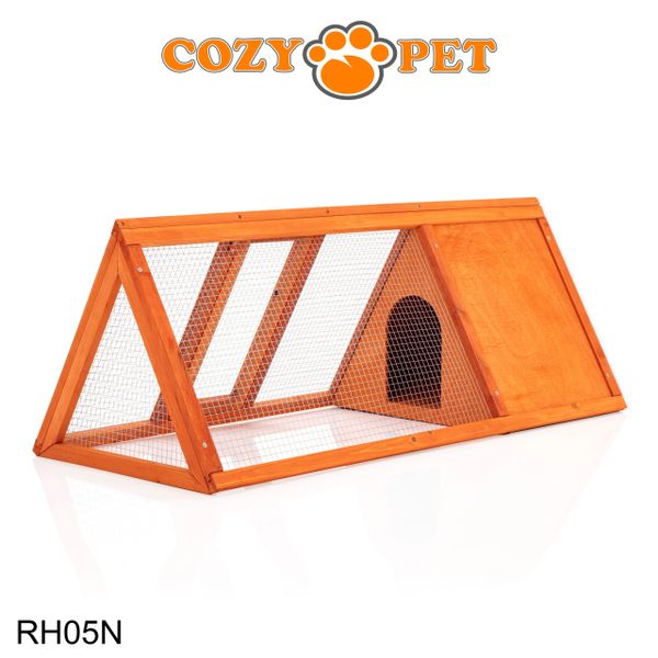 Rabbit Hutch with Run by Cozy Pet Triangular, Tortoise Run, Guinea Pig Hutch - Natural - RH05N