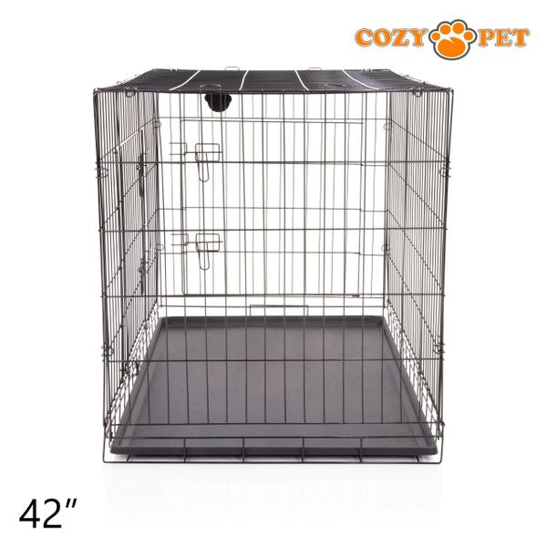 42" Cozy Pet Dog Cage in Black with ABS Tray - DCP42B