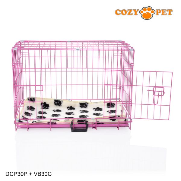 30" Cozy Pet Dog Cage in Pink with ABS Tray and Vet Bed - DCP30P + VB30C