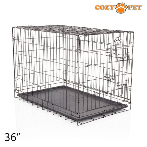 36" Cozy Pet Dog Cage in Black with ABS Tray - DCP36B