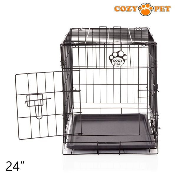 24" Cozy Pet Dog Cage in Black with ABS Tray - DCP24B - Customer Return 35% Discount