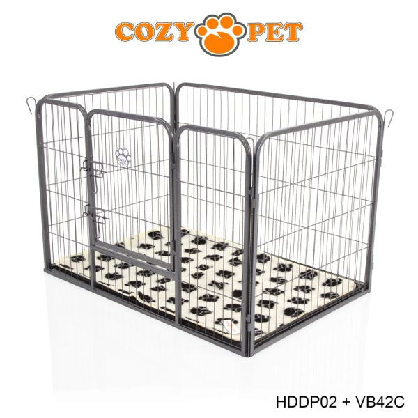 Heavy Duty Playpen with ABS Tray and Vet Bed 70cm Tall by Cozy Pet Model HDDP02 + VB42C