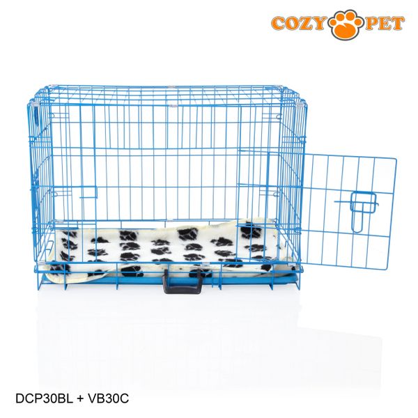 30" Cozy Pet Dog Cage in Blue with ABS Tray and Vet Bed - DCP30BL + VB30C