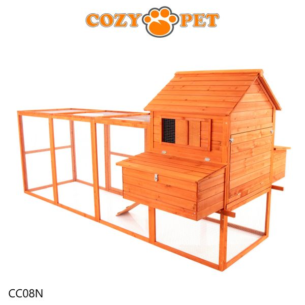 Chicken Coop with Run by Cozy Pet in Natural Wood Rabbit Hutch Model CC08N - Big Discount - B Grade Product