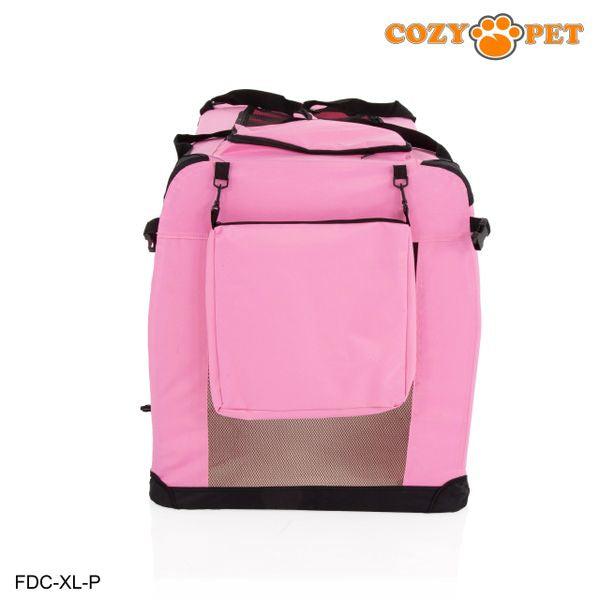 Fabric Dog Crate 90cm Pink by Cozy Pet Puppy Carrier Cat Travel Cage Rabbit Model: FDC-XL-P