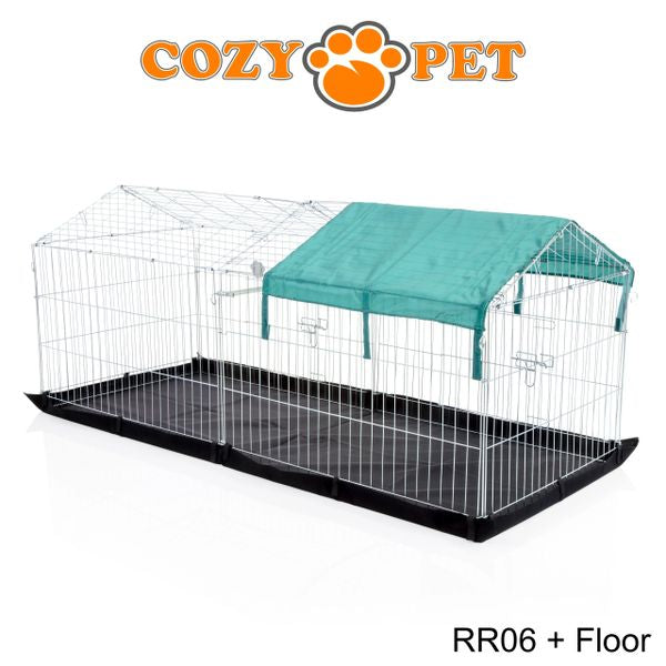 Rabbit Run with Pitched Roof Sunshade and Floor Galvanised Rectangular 1.8m Long by Cozy Pet Model RR06 + Floor