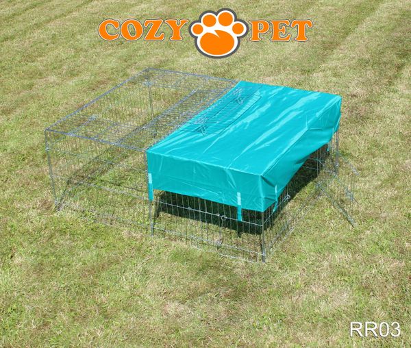 Rabbit Run 1.44m Long with Roof and Sunshade Galvanised Rectangular by Cozy Pet Model RR03