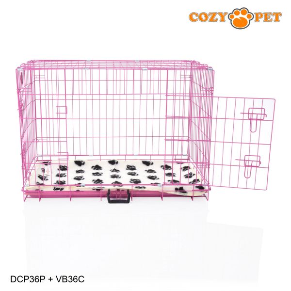 36" Cozy Pet Dog Cage in Pink with ABS Tray and Vet Bed - DCP36P + VB36C