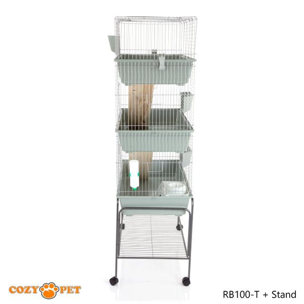 Rabbit Guinea Pig Indoor Cage 3-Tier with Stand by Cozy Pet 100cm for Rat, Chinchilla, Small Animals Hutch Model: RB100-T + RB100-ST