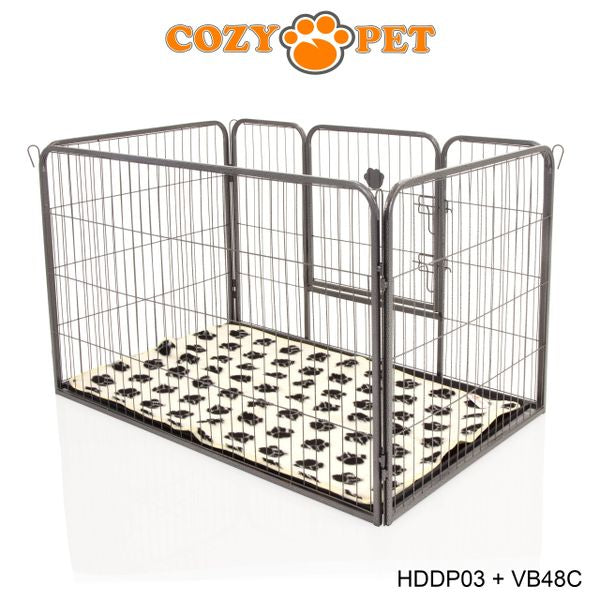 Heavy Duty Playpen with ABS Tray and Vet Bed 75.5cm Tall by Cozy Pet Model HDDP03 + VB48C