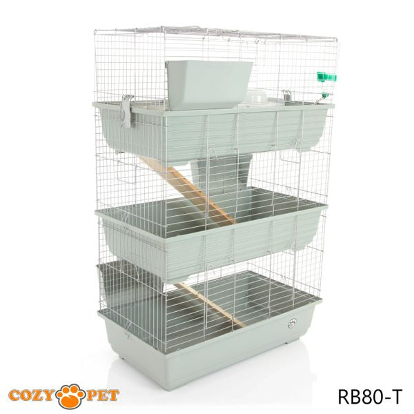 Rabbit Guinea Pig Indoor Cage 3-Tier by Cozy Pet 80cm for Rat, Chinchilla, Small Animals Hutch Model: RB80-T