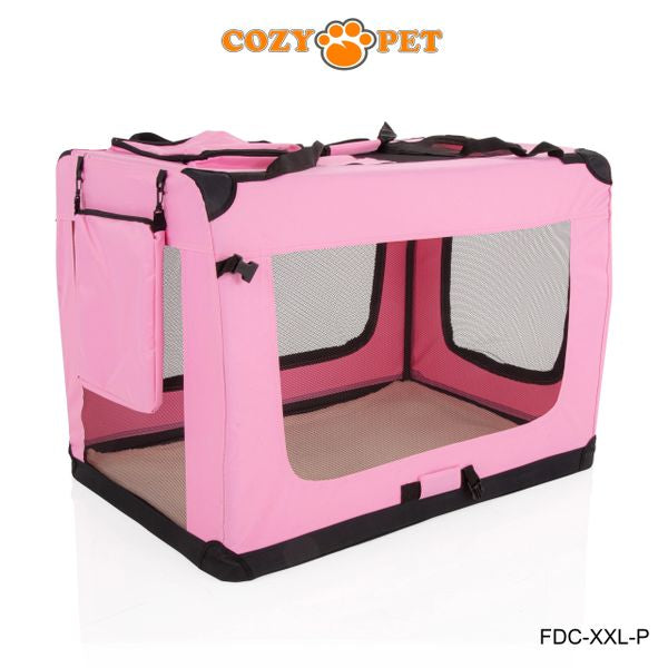 Fabric Dog Crate 101cm Pink by Cozy Pet Puppy Carrier Cat Travel Cage Rabbit Model: FDC-XXL-P - RET - Customer Return 30% Discount.