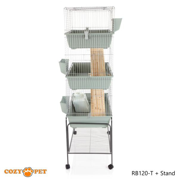 Rabbit Guinea Pig Indoor Cage 3-Tier with Stand by Cozy Pet 120cm for Rat, Chinchilla, Small Animals Hutch Model: RB120-T + RB120-ST