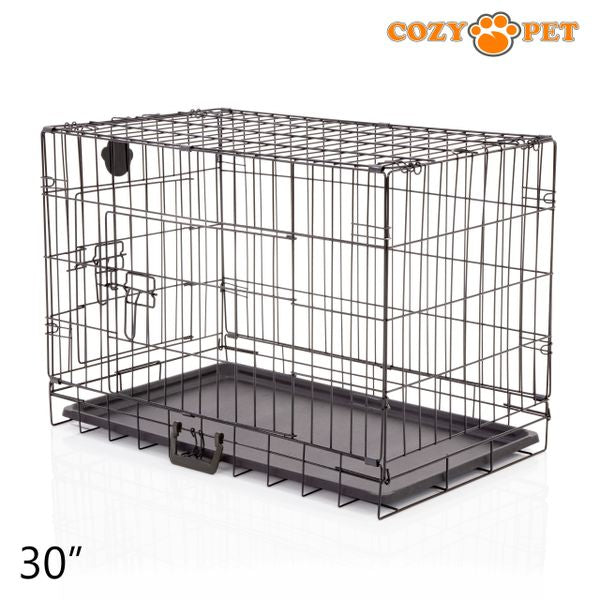 30" Cozy Pet Dog Cage in Black with ABS Tray - DCP30B