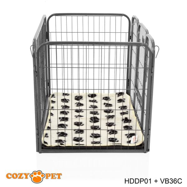 Heavy Duty Playpen with ABS Tray and Vet Bed 61cm Tall by Cozy Pet Model HDDP01 + VB36C