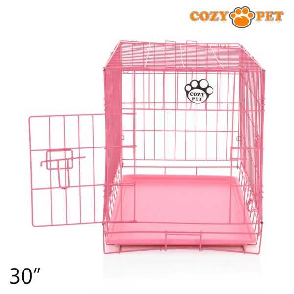 30" Cozy Pet Dog Cage in Pink with ABS Tray - DCP30P