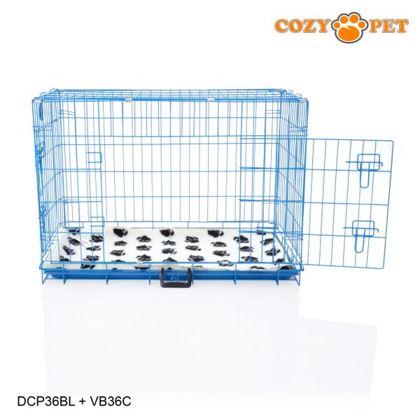 36" Cozy Pet Dog Cage in Blue with ABS Tray and Vet Bed - DCP36BL + VB36C